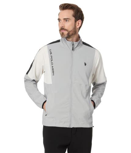 U.S. Polo Assn. Jacket Men's Gray Woven Long Sleeve Full Zip Mock Neck FROG740