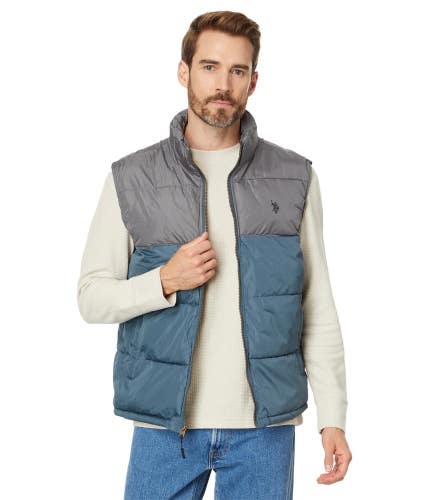 U.S. Polo Assn. Puffer Vest Men's Medium Thunder Cloud Full Zip Outdoor FROG753