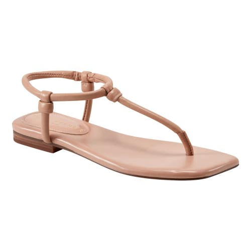 Marc Fisher LTD Maycee Sandal Women's 8 M Natural Leather T-Strap Thong ZOGG3696