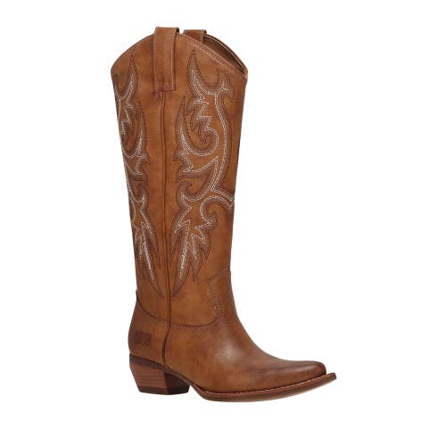 Frye & Co Irlene Tall Deco Women's US 8.5 M Brown Leather Cowboy Boots ZOGG3713