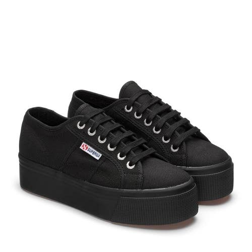 Superga 2790 Linea Up Down Sneakers Unisex M5/W6.5 Black Platform Shoes ZOGG3654