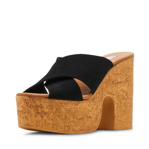 Steve Madden Saffron Sandals Women's US 10 M Black Suede Block Heel ZOGG3680