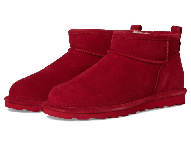 Bearpaw Shorty Boots Women's US 8 M Red Dahlia Suede Wool Lined Bootie ZOGG3662