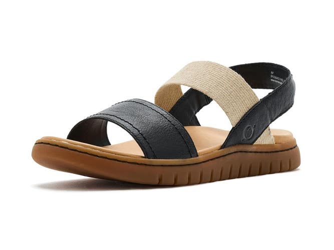 Born Amabel Sandals Womens US 8 M Black Nero Leather Open Toe Slingback ZOGG3752