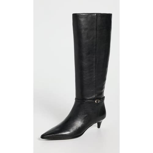 Madewell Eliza Boots Women's US 8 M Black Leather Kitten Heel Knee High ZOGG3754