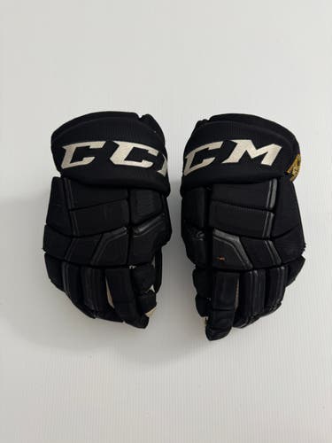 Used 14" CCM HGQL Pro Stock Hockey Gloves - Black/Gold