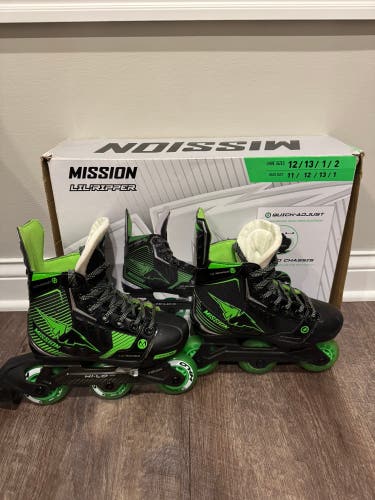 Mission Lil’ Ripper Youth Adjustable Roller Hockey Skates (Fits Shoe Sizes 12 - 2 YTH)