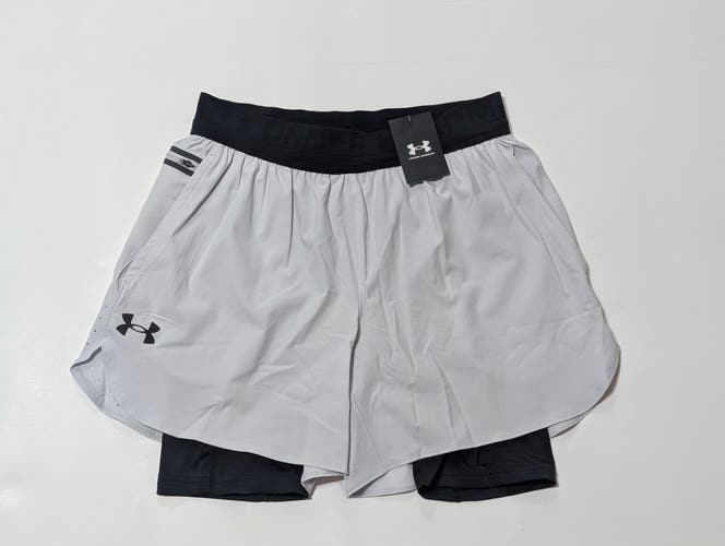 Gray Large Men's Under Armour Shorts (New) UA Vanish Elite Men's L 2-in-1 Shorts 1378604-014