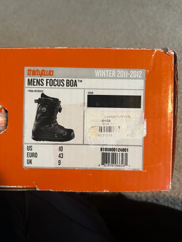 Men's Size M 10.0 (W 11.0) Thirty Two Focus Boa Snowboard Boots All Mountain (Used)