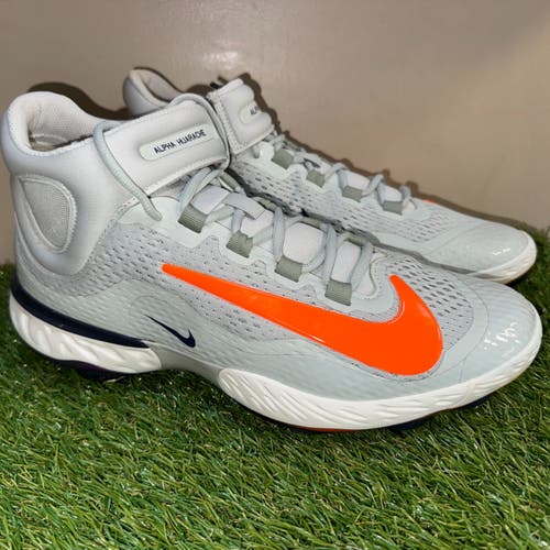 Men Size 11 Nike Alpha Huarache Elite Mid Grey Baseball Cleats Metal HV6879-001