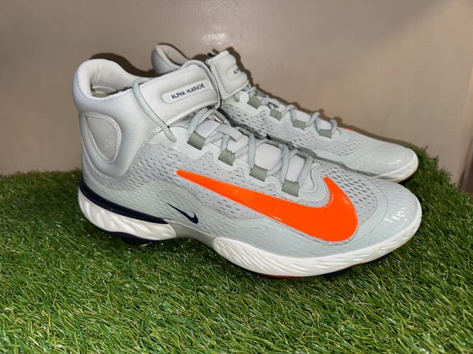 Men Size 14 Nike Alpha Huarache Elite Mid Grey Baseball Cleats Metal HV6879-001