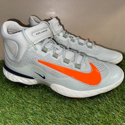 Men Size 13 Nike Alpha Huarache Elite Mid Grey Baseball Cleats Metal HV6879-001