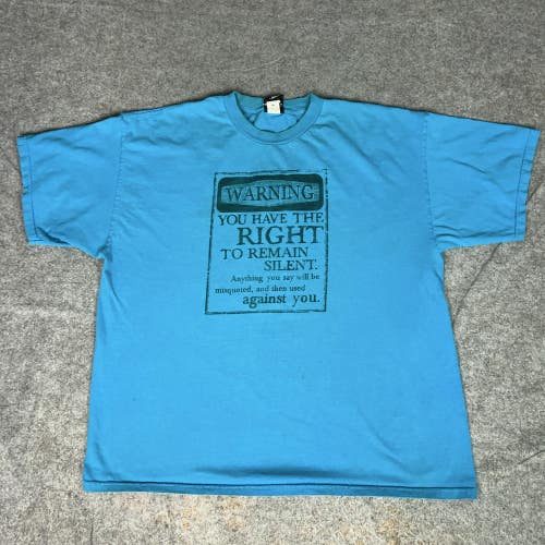 WWE Shirt Mens 2XL Blue Hybrid Warning Right To Remain Silent Graphic Tee Cotton