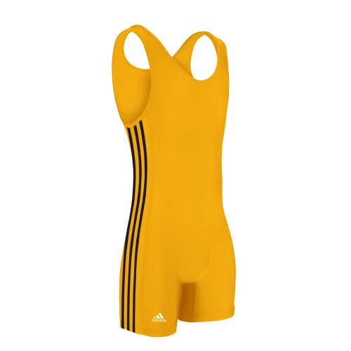 Adidas aS102s 3-Stripe Mens Wrestling Singlet Athletic Gold/Black