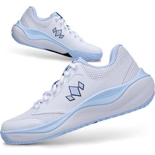 Diadem Women's Court Flo Hard Court Shoe - White/Sky Blue / 6.5