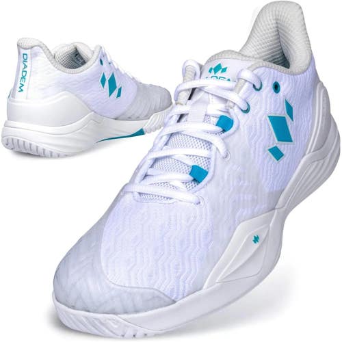 Diadem Court Burst Hard Court Shoe - White/Teal / 14