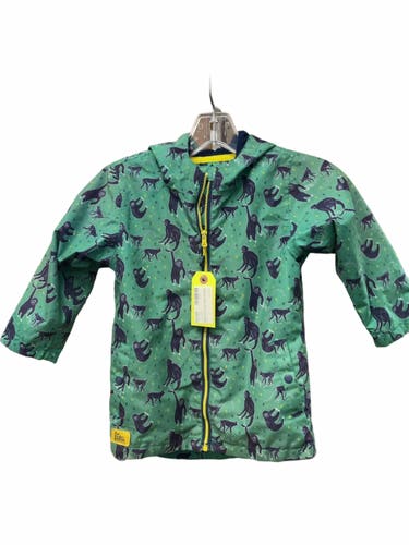 Little Light House Rain Jacket Size 3-4 Green Monkey Print