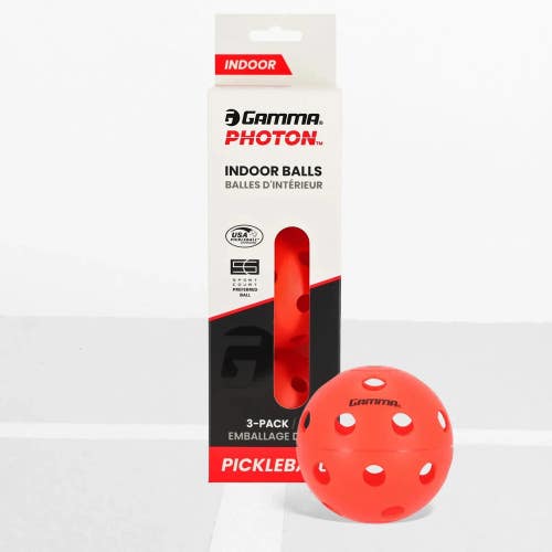 Gamma Photon Indoor Pickleball - Red / 3-Pack