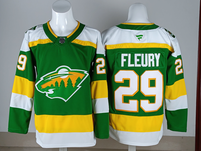 Men's Minnesota Wild Fleury #29 Stitched Green Jersey Ice Hockey Jersey size 52