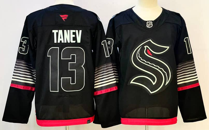 Men's Seattle Kraken Chris Tanev #13 Stitched Black Jersey Ice Hockey Jersey size 52