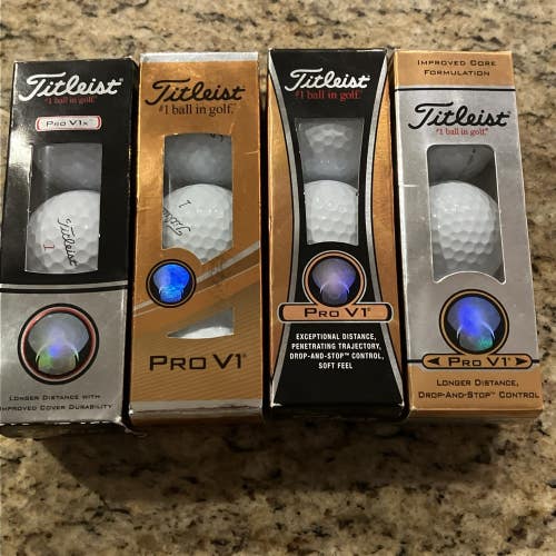 Lot of 4 sleeves - Titleist Pro V1 x3, V1x x1 (full dozen) - all NEW