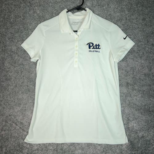 Pittsburgh Panthers Nike Womens Polo Shirt Meidum White Navy NCAA Volleyball