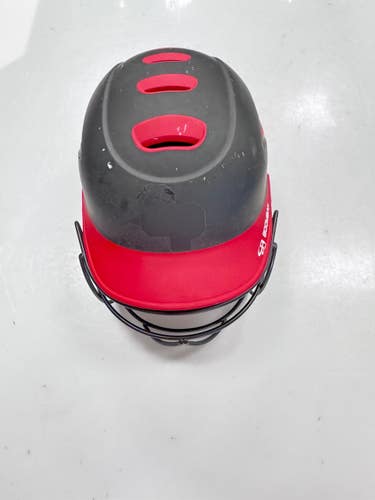 Used BoomBah BBH2-JR Batting Helmet w/Mask Black And Red One Size 11860-S000315436