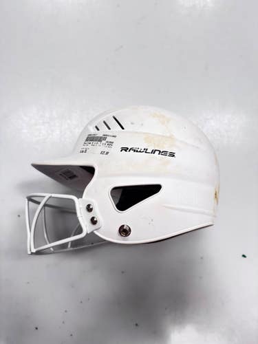 Used Rawlings 6 1/2- 7 1/2 RCFH Batting Helmet w/Mask White One Size 11860-S000315437