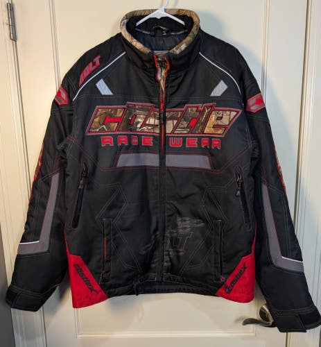 CASTLE X Bolt Snowmobile Jacket Men's Size: L Camo Insulated Racing Coat Black