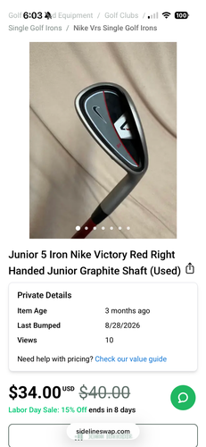 Bundle Junior 5 Iron Nike Victory Red, Ping Moxie wedge, Callaway XJ series 7 iron used
