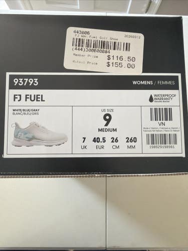 Footjoy Fuel Womens Golf Shoes White/Blue/Gray Size 9 NEW IN BOX