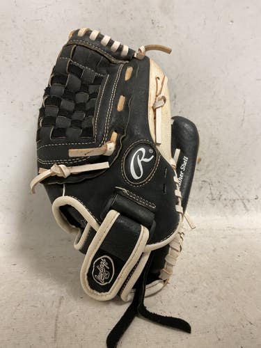 Used Rawlings HFP120BW RH Throw Fastpitch Gloves Black And White 12" 11855-S000209594