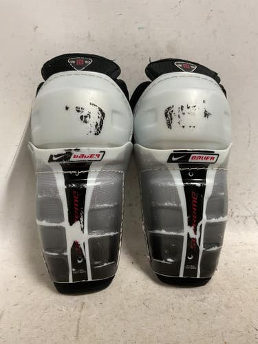 Used Bauer SUPREME 10 Youth Shin Guards Black And Grey 7" 11855-S000209542