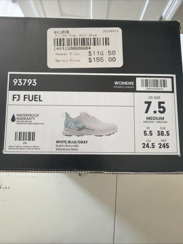 Footjoy Fuel Womens Golf Shoes White/Blue/Gray Size 7.5 NEW IN BOX