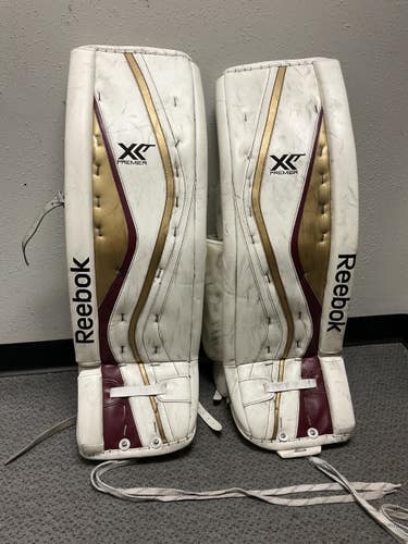 Used Reebok XLT PREMIER Goalie Leg Pads Senior White 35" 11855-S000209709