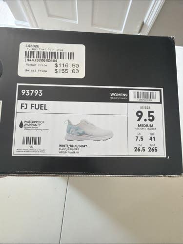 Footjoy Fuel Womens Golf Shoes White/Blue/Gray Size 9.5 NEW IN BOX
