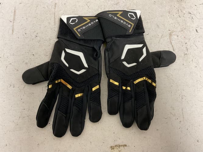Used Evoshield CARBYNE SR BATTING GLOVES BB/SB Batting Gloves Black And Gold MD 11855-S000209611