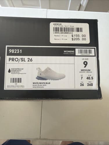Footjoy Pro SL 26 Womens Golf Shoes White/White/Blue Size 9 NEW IN BOX