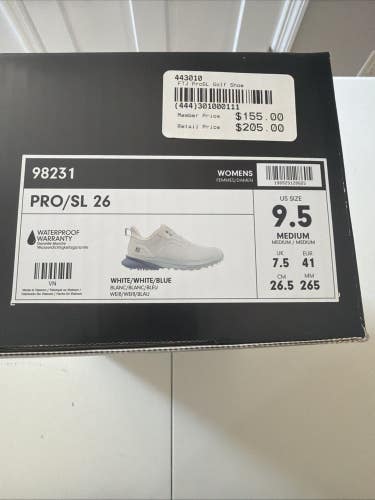 Footjoy Pro SL 26 Womens Golf Shoes White/White/Blue Size 9.5 NEW IN BOX
