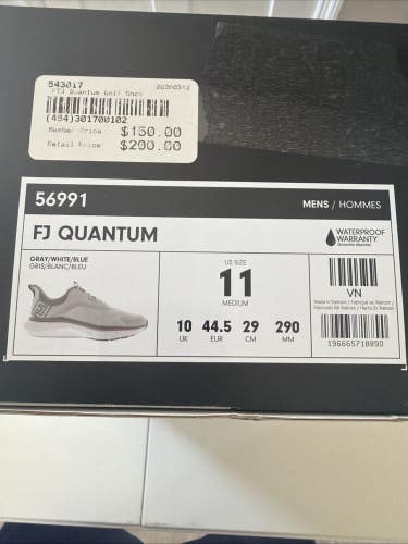 FootJoy Quantum Mens Golf Shoes Gray/White/Blue Size 11 NEW IN BOX