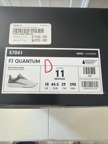 FootJoy Quantum Mens Golf Shoes White/Navy/Green Size 11 NEW IN BOX