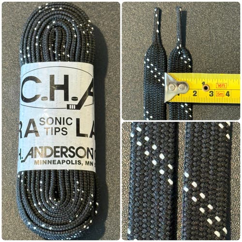 C.H.A Sonic Tips Ultra Cloth 96" Black Laces Hockey