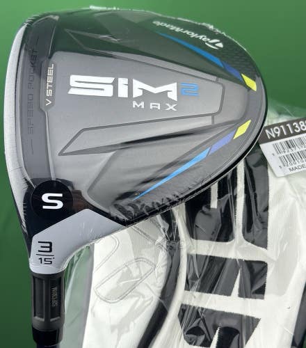 TaylorMade SIM2 MAX Fairway 3-Wood LEFT Hand 3W 15* Stiff Ventus Blue LH NEW