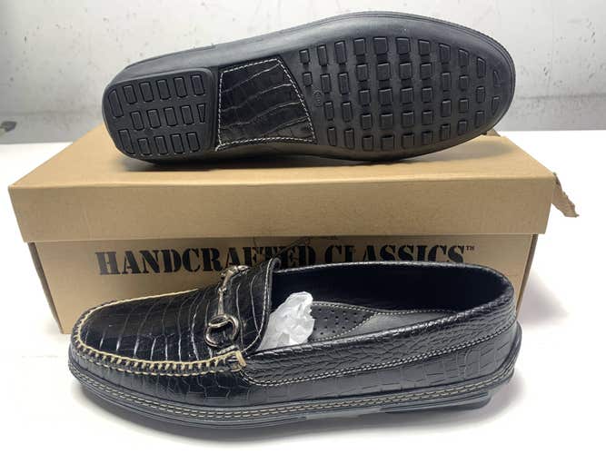 T.B. PHELPS Bit Driver Loafers Black Croco Men's SZ 8
