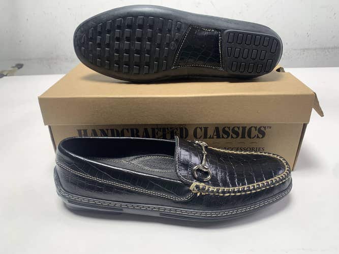 T.B. PHELPS Bit Driver Loafers Black Croco Men's SZ 10