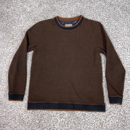 Ted Baker Sweater Mens Large Brown Striped Crewneck Knit Pullover Long Sleeve
