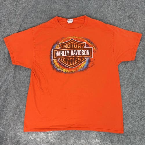 Harley Davidson Shirt Mens XL Orange Tucson Arizona Biker Motorcycle Graphic