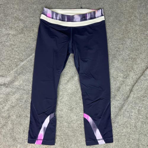 Lululemon Pants Womens 8 Navy Blue Pink Inspire Crop Leggings Yoga Athletic