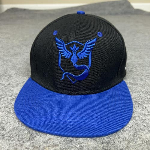Pokemon Go Hat Cap Snap Back Black Blue Embroidered Gamer Mens Team Mystic