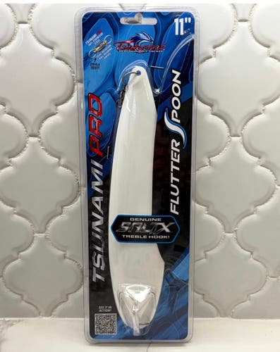 Tsunami Pro Flutter Spoon 11” Pearl White 6oz Saltwater Striper Lure NWT